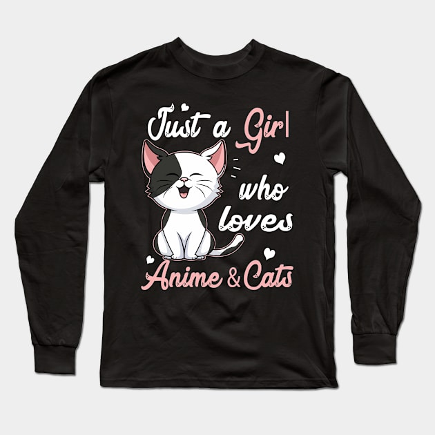 Anime and Cats Lover for Teen Manga kawaii Graphic Otaku Long Sleeve T-Shirt by The Design Catalyst